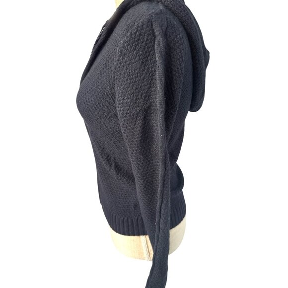 Izod Womens Black Hooded Zip-Up Sweater Jacket L - Cozy & Stylish - Picture 5 of 10